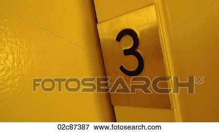 Number three on an elevator door. View Large Photo Image Stock Photo - Number three on an elevator door.. Fotosearch