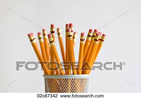 Numerous orange HB lead pencils in holder, on white background. View Large Photo Image Stock Image - Numerous orange HB lead pencils in holder, on white background.. Fotosearch
