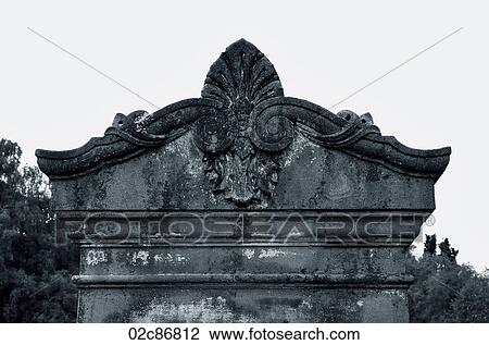 Stock Image - Old architectural grave marker, Scotland UK.. Fotosearch