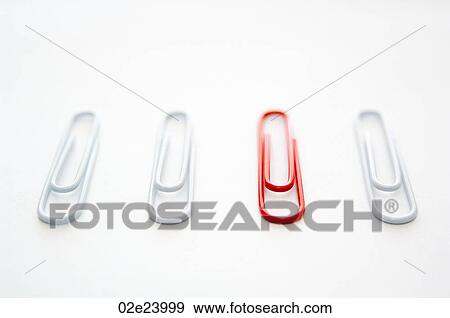 One red paper clip, three white ones. View Large Photo Image Stock Photo - One red paper clip, three white ones.. Fotosearch