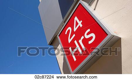 Open 24 hours retail shopping sign. View Large Photo Image Picture - Open 24 hours retail shopping sign.. Fotosearch