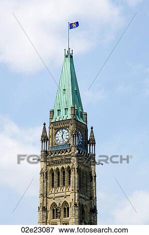 Ottawa Peace Tower with Governor General's flag. View Large Photo Image Stock Photo - Ottawa Peace Tower with Governor General's flag.. Fotosearch