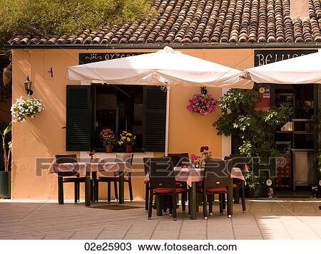Outdoor café in Corfu View Large Photo Image Stock Image - Outdoor café in Corfu. Fotosearch