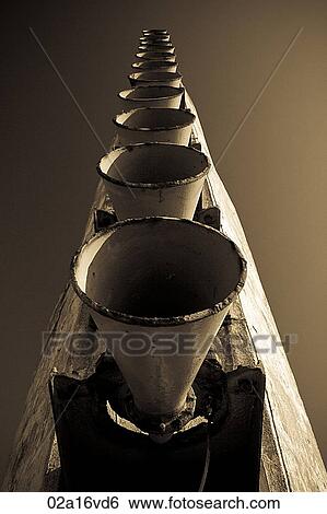 Overview of rusty funnels View Large Photo Image Stock Photograph - Overview of rusty funnels. Fotosearch