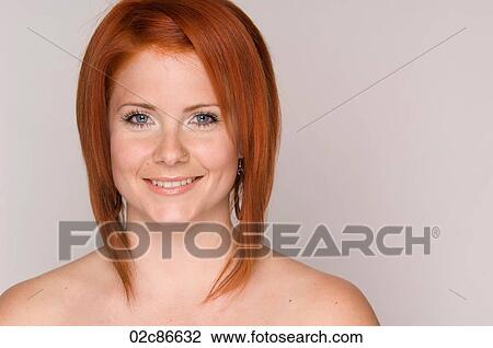 Portrait of young red head woman with bare shoulders. View Large Photo Image Stock Image - Portrait of young red head woman with bare shoulders.. Fotosearch