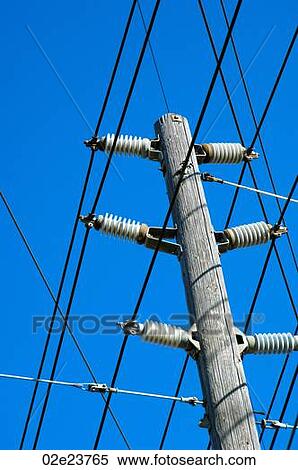 Stock Photography - Power lines against a blue sky.. Fotosearch