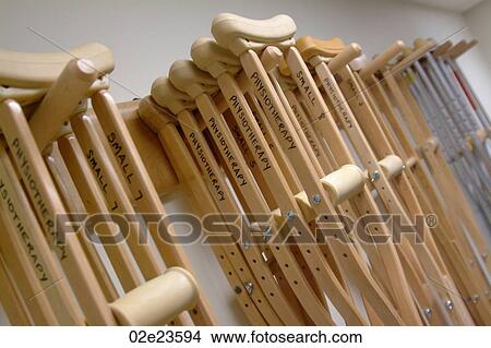 Picture - Rack of crutches.. Fotosearch