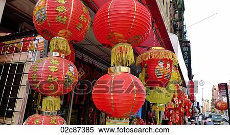 Red Chinese lanterns hanging in a New York City Chinatown shop. View Large Photo Image Stock Photography - Red Chinese lanterns hanging in a New York City Chinatown shop.. Fotosearch