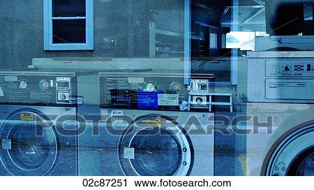 Reflecting windows of laundromat. View Large Photo Image Stock Image - Reflecting windows of laundromat.. Fotosearch