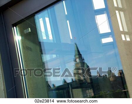 Reflection of Canada's Peace Tower. View Large Photo Image Picture - Reflection of Canada's Peace Tower.. Fotosearch