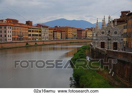 River Arno flows through Pisa, Italy, Tuscany, View Large Photo Image Stock Photograph - River Arno flows through Pisa, Italy, Tuscany, . Fotosearch