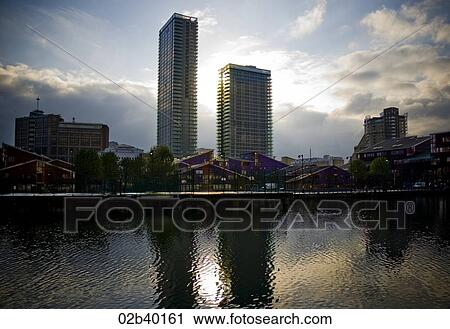 Riverside view of Canary Wharf View Large Photo Image Stock Image - Riverside view of Canary Wharf. Fotosearch