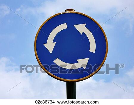 Round-about sign. View Large Photo Image Picture - Round-about sign.. Fotosearch