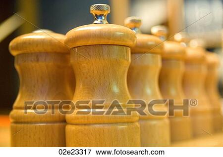 Stock Photo - Row of salt and pepper shakers.. Fotosearch