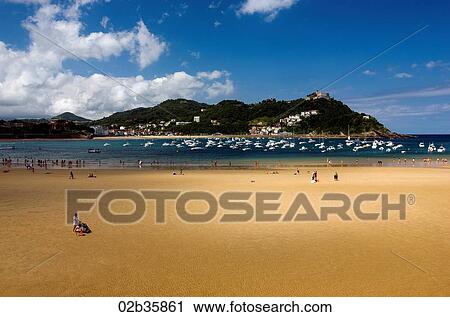 San Sebastian beach with hills in background View Large Photo Image Stock Image - San Sebastian beach with hills in background. Fotosearch