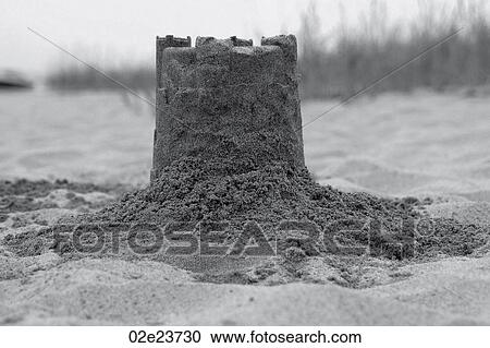 Sand castle on beach. View Large Photo Image Stock Image - Sand castle on beach.. Fotosearch