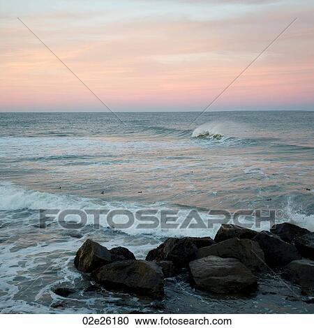 Stock Image - Seashore along the Hamptons coastline. Fotosearch