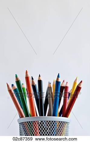 Sharpened colored pencils in pencil holder, on white background. View Large Photo Image Stock Photo - Sharpened colored pencils in pencil holder, on white background.. Fotosearch