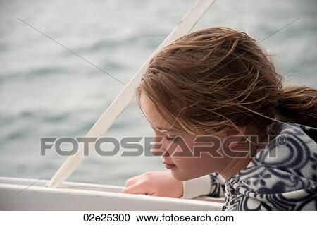 Stock Image - Side profile of young girl in Placenia Belize. Fotosearch