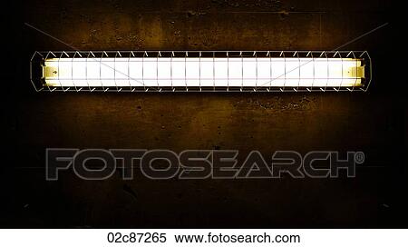Stock Photography - Single industrial fluorescent light.. Fotosearch