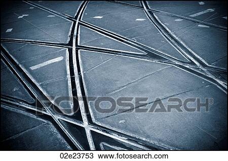 Stock Image - Street car train tracks.. Fotosearch