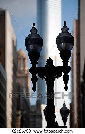 Street lamps and Chicago Trump Tower View Large Photo Image Stock Photo - Street lamps and Chicago Trump Tower. Fotosearch
