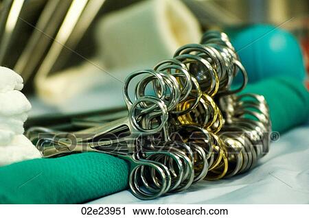 Stock Image - Surgical scissor clamps.. Fotosearch