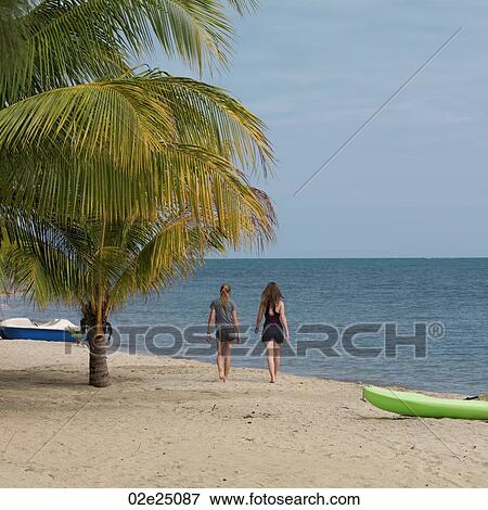 Teenage girls walking on the beach. View Large Photo Image Stock Photo - Teenage girls walking on the beach. . Fotosearch