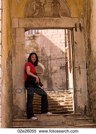 Tourist posing in Dubrovnik View Large Photo Image Stock Photography - Tourist posing in Dubrovnik. Fotosearch