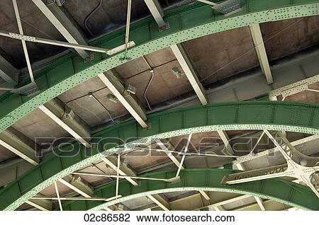 Stock Image - Underneath structure of bridge framework.. Fotosearch