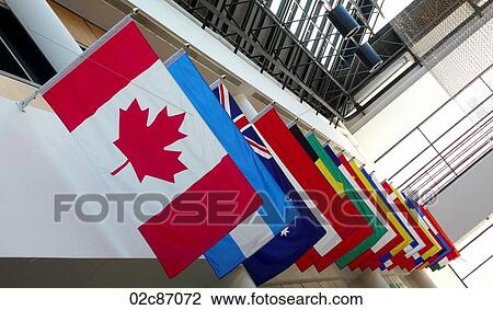 Various hanging international flags. View Large Photo Image Stock Image - Various hanging international flags.. Fotosearch