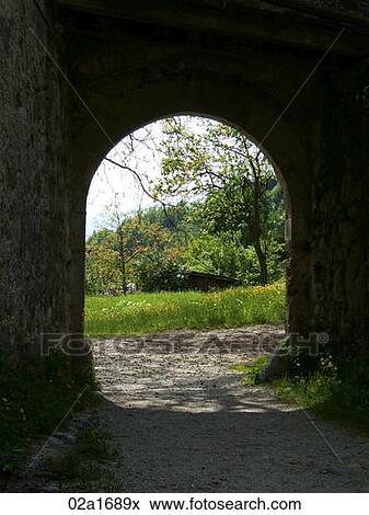 View of dirt road and green lawn through the underpass View Large Photo Image Stock Photo - View of dirt road and green lawn through the underpass. Fotosearch