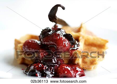 Waffle with berry compote View Large Photo Image Stock Image - Waffle with berry compote. Fotosearch