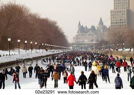 Winterlude skaters on Rideau Canal skate-way, Ottawa Canada. View Large Photo Image Stock Image - Winterlude skaters on Rideau Canal skate-way, Ottawa Canada.. Fotosearch