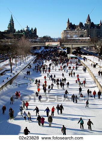 Winterlude skaters on Rideau Canal skate-way, Ottawa Canada. View Large Photo Image Stock Photo - Winterlude skaters on Rideau Canal skate-way, Ottawa Canada.. Fotosearch