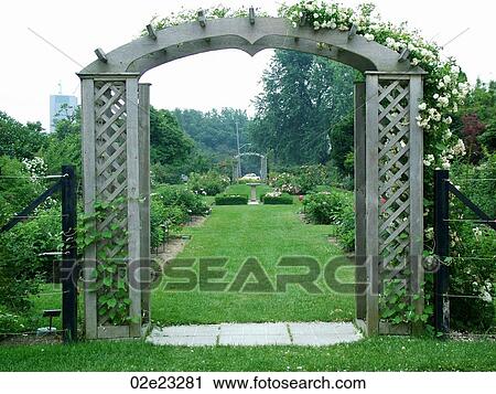 Wooden trellis in large garden. View Large Photo Image Stock Image - Wooden trellis in large garden.. Fotosearch