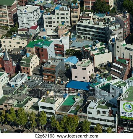 Aerial view of buildings in Busan city, Yeongnam, South Korea View Large Photo Image Stock Image - Aerial view of buildings in Busan city, Yeongnam, South Korea. Fotosearch