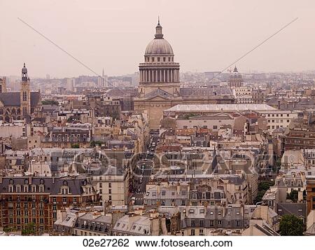 Stock Image - Aerial view of Paris France. Fotosearch