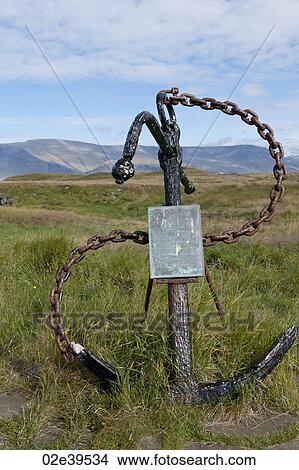 Anchor and chain with a plaque in Iceland View Large Photo Image Picture - Anchor and chain with a plaque in Iceland. Fotosearch