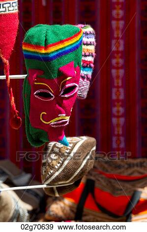Andean dance mask at a craft market in Barrio De San Blas, Cuzco, Peru View Large Photo Image Stock Photo - Andean dance mask at a craft market in Barrio De San Blas, Cuzco, Peru. Fotosearch
