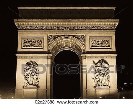 Arc de Triomphe at night View Large Photo Image Stock Photo - Arc de Triomphe at night. Fotosearch