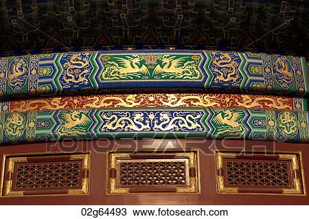 Stock Image - Architectural details of Hall Of Prayer For Good Harvests at the Temple Of Heaven, Beijing, China. Fotosearch