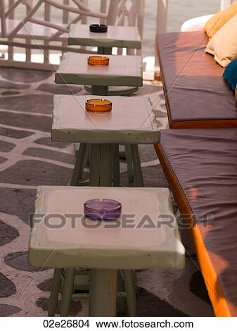 Banquette and tables in Mykonos Greece View Large Photo Image Picture - Banquette and tables in Mykonos Greece. Fotosearch