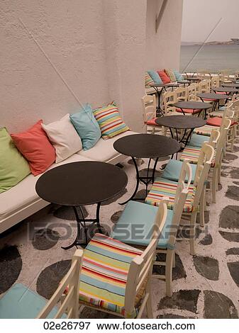 Banquette with cushions in Mykonos Greece View Large Photo Image Stock Photo - Banquette with cushions in Mykonos Greece. Fotosearch
