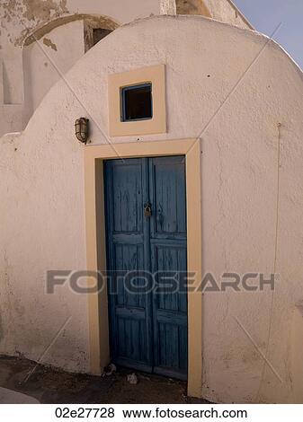 Blue door in Santorini Greece View Large Photo Image Stock Photo - Blue door in Santorini Greece. Fotosearch