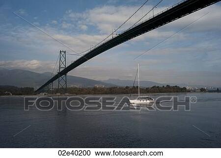Stock Image - Boat on Coal Harbour in Vancouver British Columbia, Canada. Fotosearch