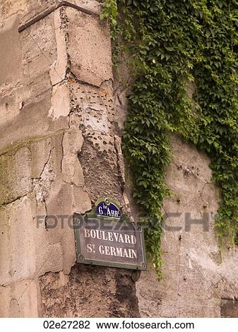 Stock Image - Boulevard St. Germain sign in Paris France. Fotosearch