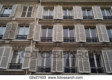 Stock Image - Building exterior in Paris France. Fotosearch