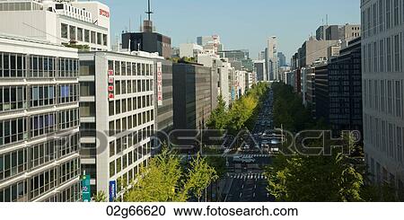 Buildings along a road in Osaka, Japan View Large Photo Image Stock Image - Buildings along a road in Osaka, Japan. Fotosearch