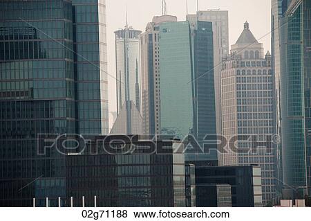 Stock Photo - Buildings in a city, Pudong, Shanghai, China. Fotosearch